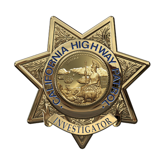California Highway Patrol  CHP (Investigator) Badge all Metal Sign with your badge number or name.